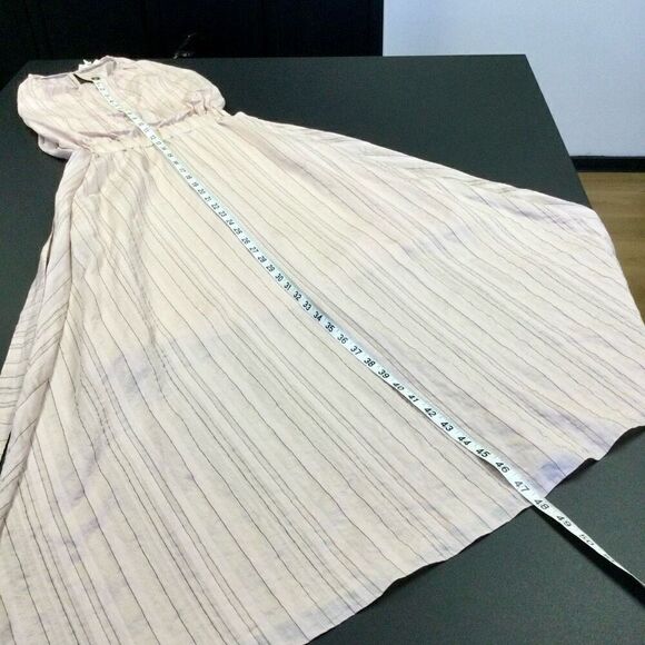 Grade & Gather Womens Medium Midi Dress Cream Tan Lined Slit Back Elastic Waist - Picture 8 of 12